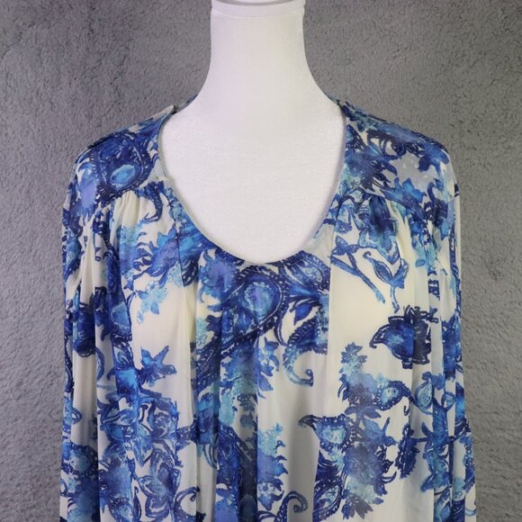 Free People Blouse Womens S Blue Floral Up For Anything Western Top Cropped Boho - Picture 3 of 10
